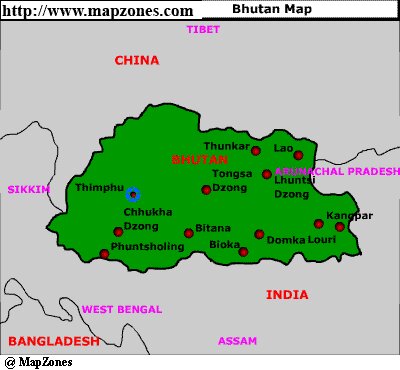 Map of Bhutan