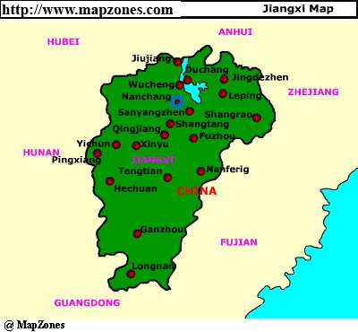 Map of Jiangxi