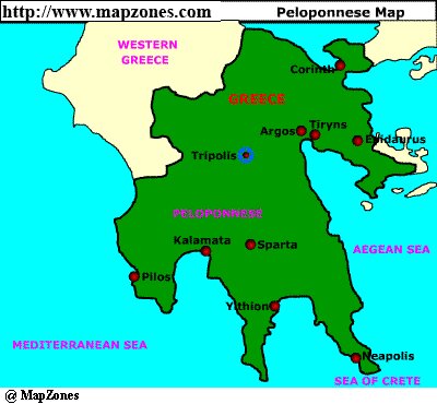 Map of Peloponnese