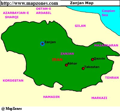 Map of Zanjan