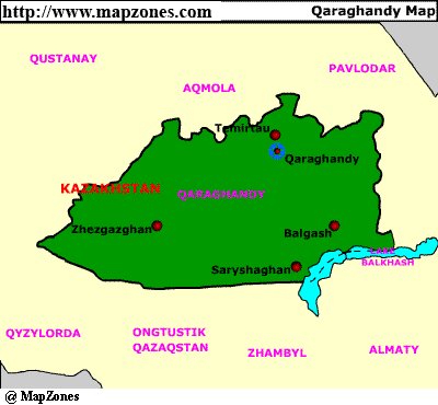 Map of Qaraghandy