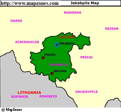 Map of Jekabpils