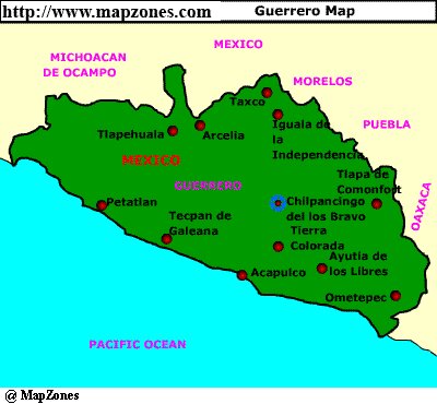 Map of Guerrero