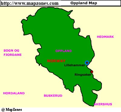 Map of Oppland