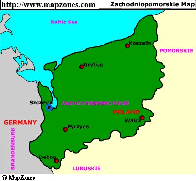 Map of Zachodniopomorskie