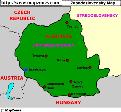 Map of Zapadoslovensky