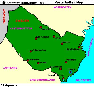 Map of Vasterbotten
