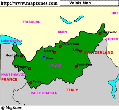 Map of Valais