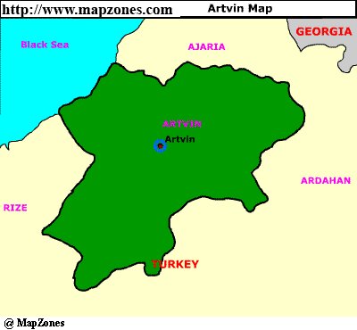 Map of Artvin