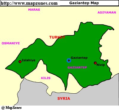 Map of Gaziantep