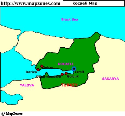 Map of Kocaeli