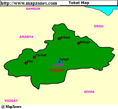 Map of Tokat