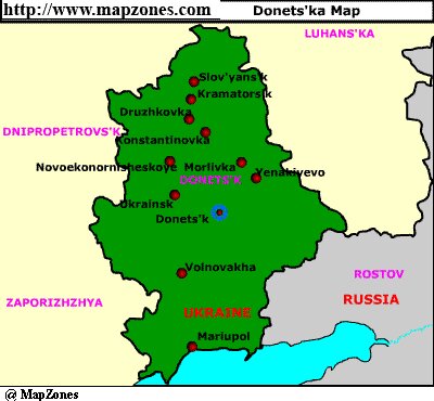 Map of Donetska