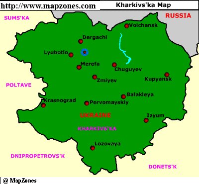 Map of Kharkivska